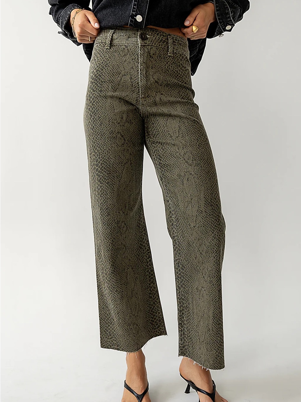Böhme “Gia” Green Snake Print Pants
